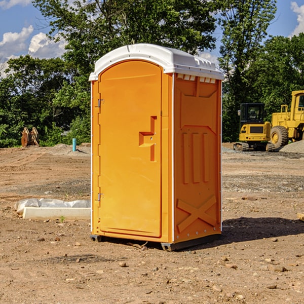 how often are the portable restrooms cleaned and serviced during a rental period in Lamont